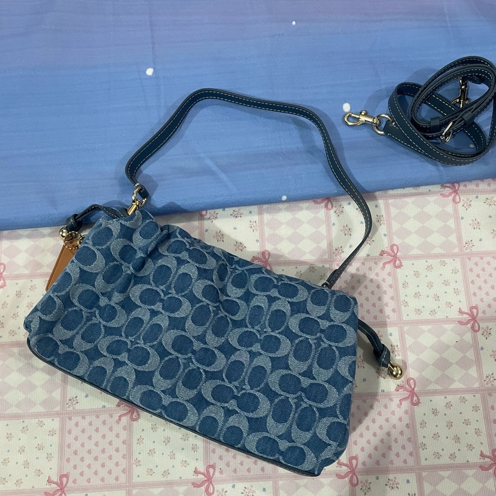 Coach Denim Signature Shoulder Bag in Blue - Picture 2 of 8